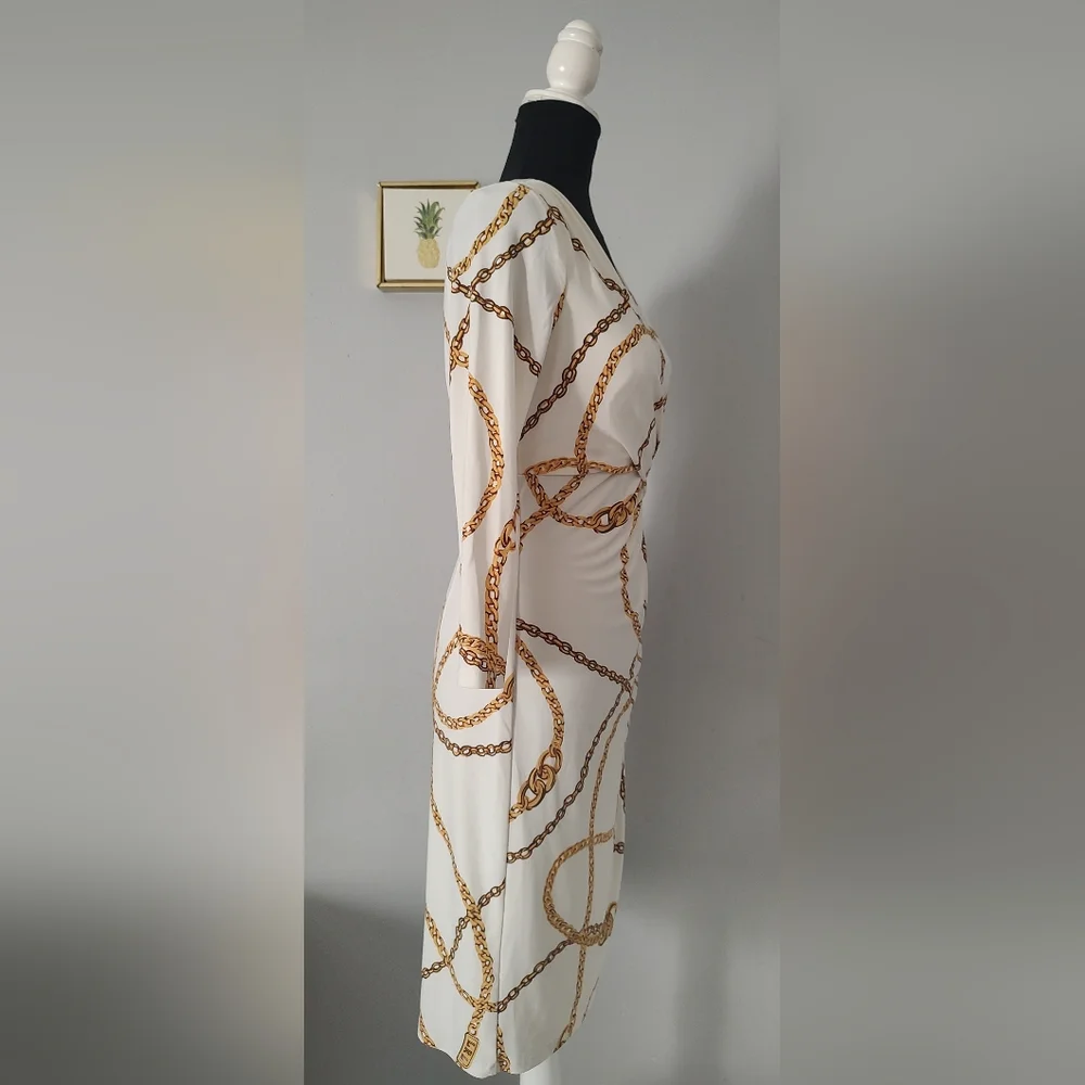 Ralph Lauren dress  Gold Chain  Size 6 Midi Cocktail Read Full Drescription - Picture 6 of 14